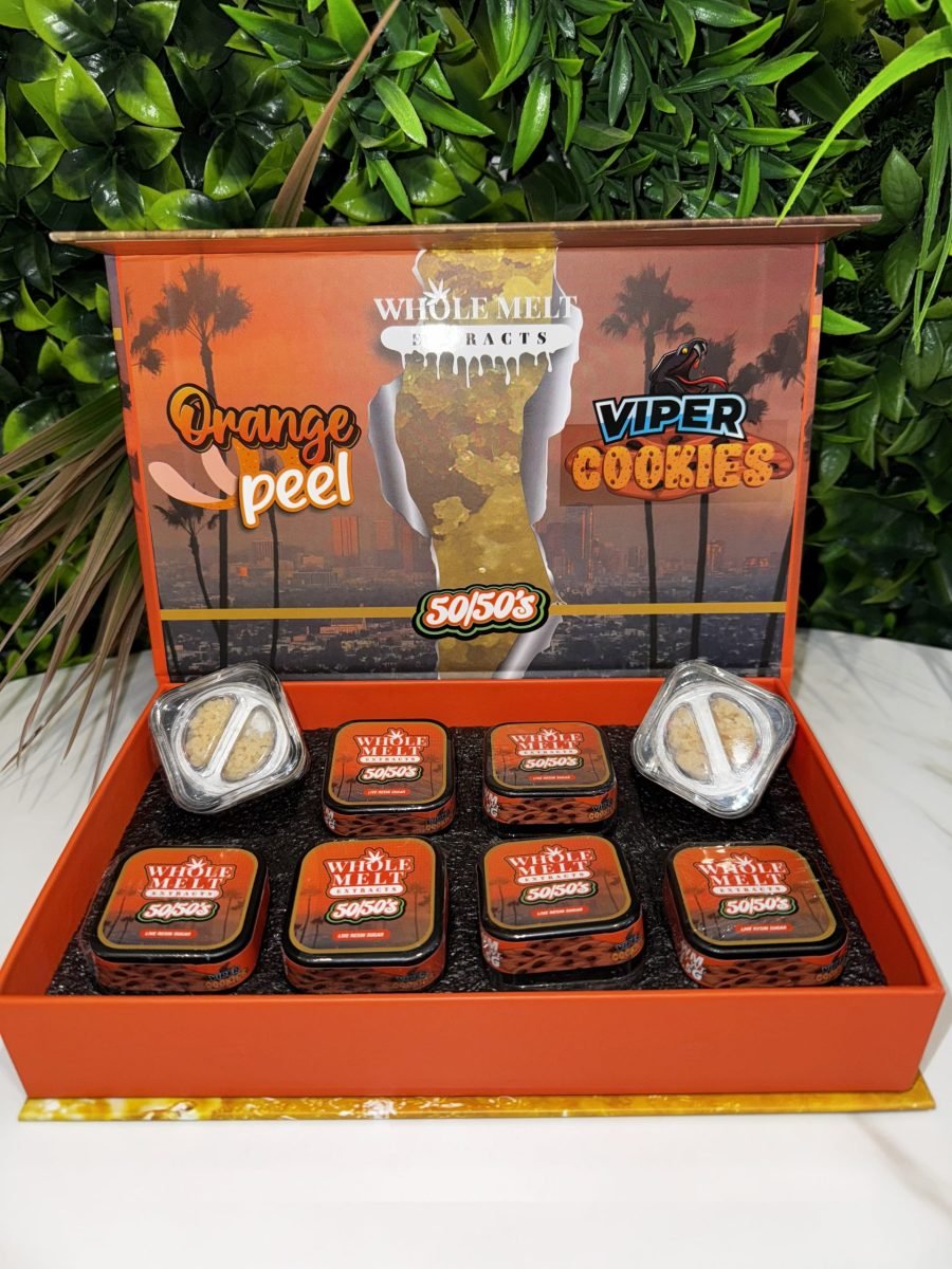 Whole Melt 50/50’s Resin Box: Orange Peel x Viper Cookies - Whole Melt Extract Official - Premium Carts & Concentrates Whole Melt 50/50’s Resin Box: Orange Peel x Viper Cookies - Whole Melt Extract Official - Premium Carts & Concentrates